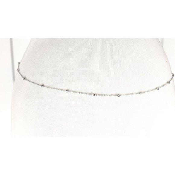 Silver metal chain link dainty lightweight skinny belly chain belt main image 4